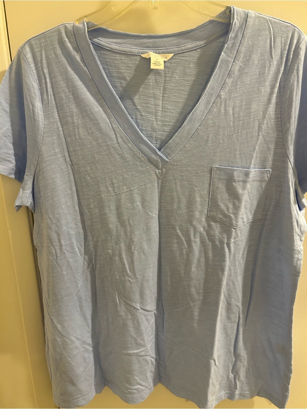Caslon Light Blue V-Neck Pocket Tee